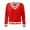 Red, variant on Women's Oversized V-Neck Knit Sweater - Fall Winter Drop Shoulder Long Sleeve Solid Color Comfort Pullover Top For St Patricks Day Outfits,Size:XS
