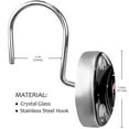 thumbnail image 3 of Elephant Shower Curtain Hooks（Set of 12）for Home Hotel Shower Rods Bathroom Crystal Glass Print Stainless Steel Round Curtain Hooks, 3 of 5