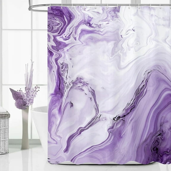 Purple Marble Shower Curtain, Abstract Ombre Fabric Shower Curtains for Modern Bathroom Decor, Luxury Cloth Watercolor Shower Curtain, 72x72