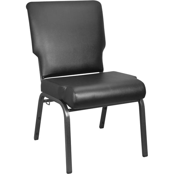 Black Vinyl Church Chair 20.5 in. Wide