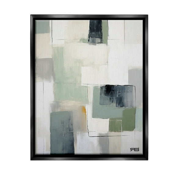 Stupell Industries Abstract Grey Shapes Abstract Painting Black Floater Framed Canvas Art Print Wall Art, 17 x 21