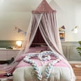 thumbnail image 5 of Bed Canopy for with Lights,Double Layer Princess Round Dome Dreamy Mosquito Net Bedding Girls Room Castle Play Tent Hanging House Decor Reading Nook Canopies(Jujube Red/White), 5 of 14