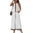 thumbnail image 2 of Conjuntos de de 2 Piezas para Mujer, Chaleco Sin Mangas con Botones, Pantalones Anchos y Conjunto de Estar por Casa A Juego. S, 2 of 7
