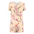 thumbnail image 7 of Viikei Breathable Cotton Sleepwear for Women - Comfy Home Loungewear,Women Casual Round Neck Print Short Sleeve Blouse Fashion Pants Pajamas Suit Beige S, 7 of 7