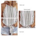 thumbnail image 4 of Camiseta sin mangas de verano con cuello Halter para mujer, informal, a rayas, sin mangas, con nudo frontal, ajuste holgado, 4 of 5