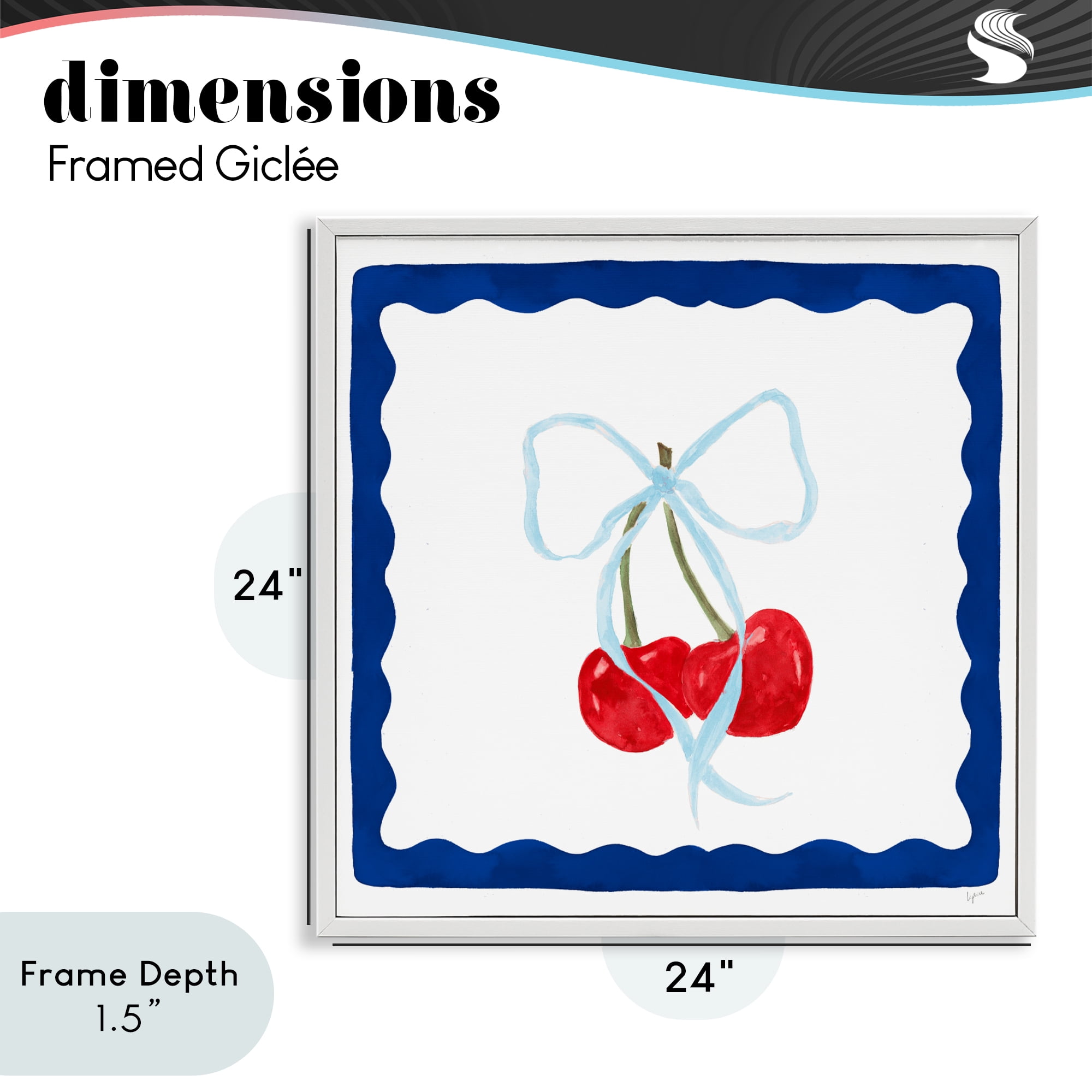 Stupell Industries Summer Bordered Cherries White Framed Giclee Art, design by Lucille Price