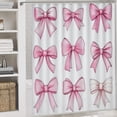 thumbnail image 5 of Cute Pink Bows Shower Curtain Sets with Rugs 4 Piece Shower Curtain Set with Curtain Rug Toilet Cover And U Shaped Mat Bow Waterproof Personality Pattern Bath Curtains for Bathtub Decor, 5 of 8