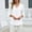 01 White, variant on YueHuiYing Women's Fashion Solid-Color Chiffon Blouse with Mid-Length Sleeves Pleated V-Neck Loose Fit