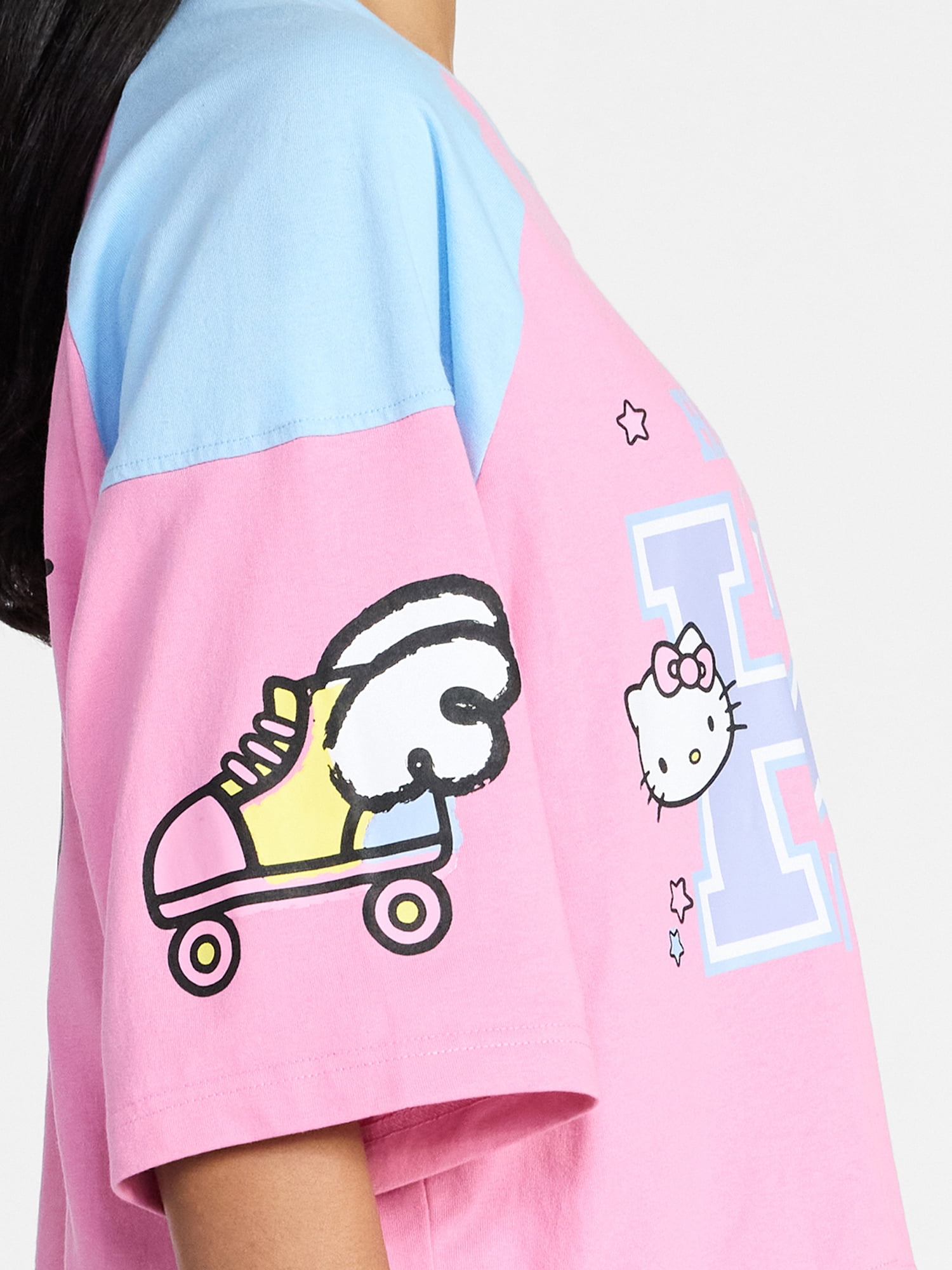 Hello Kitty Women's Short Sleeve Varsity Graphic Tee, Sizes XXS-XXL