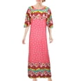 thumbnail image 1 of Chemin de Moda Women's Wide Raglan Short Sleeve Floral Floor-Length Nightgown, 1 of 4