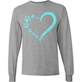 thumbnail image 3 of Inktastic Paw Print Heart Long Sleeve T-Shirt, 3 of 5