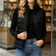 thumbnail image 5 of Sevevn Women's Quilted Puffer Sleeveless Vest Stand Collar Zip‑Up Lightweight Padded Gilet with Zipper Pockets Fall Winter Outerwear Black M, 5 of 7