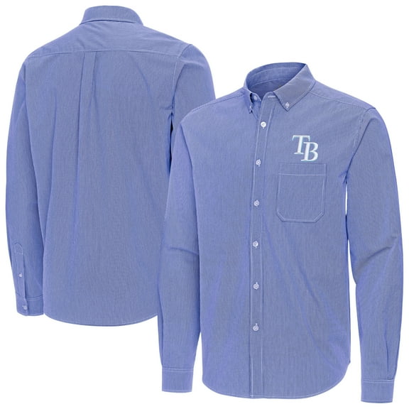 Men's Antigua Royal Tampa Bay Rays Porter Woven Long Sleeve Button-Down Shirt
