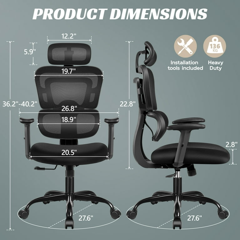 Coolhut High Back Ergonomic Office Chair, Mesh Black photo 2