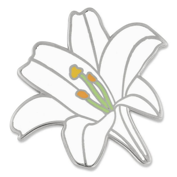 PinMart's White Lily Flower Boutineer Cute Trendy Enamel Lapel Pin