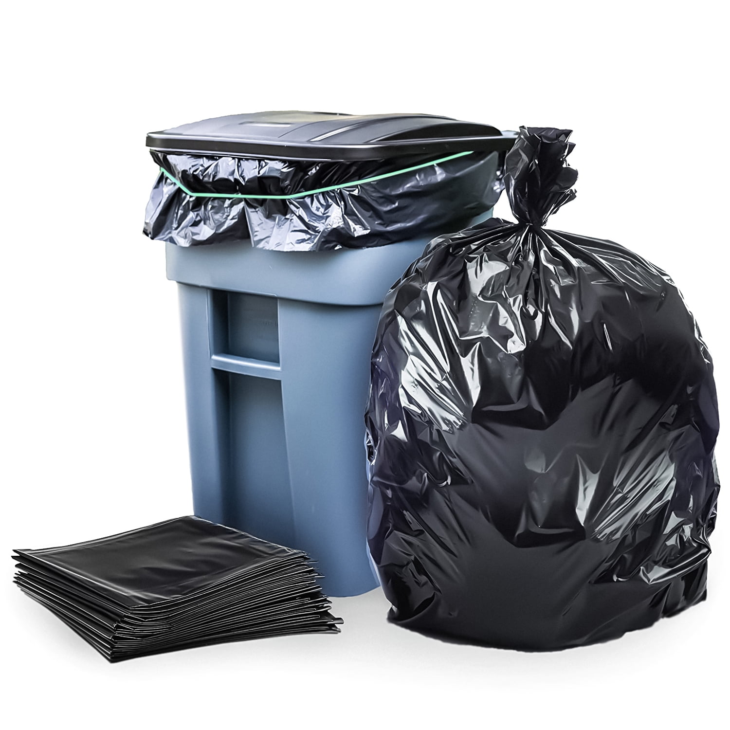 ... 25 Count w/Ties Details about   95-96 Gallon Clear Garbage Bags, Large Plastic Trash Bags 