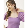 thumbnail image 4 of Moomaya Women Solid Cotton Short Sleeves Crop Top, Smocked Casual Peplum Top, 4 of 8