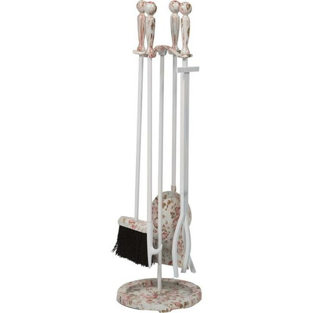 Dagan 5818FL Ensemble d'Outils de Cheminée Design Floral, Floral - 5 Pcs