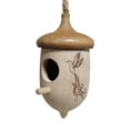 thumbnail image 4 of fuyuli 1pc Wood Lightweight Hanging Hummingbird Feeder, Wooden Bird House Bird Feeder Exterior Hanging Indoor And Outdoor Garden Decoration Bird House Hut(B), 4 of 4