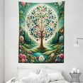thumbnail image 2 of Ambesonne Springtime Tapestry Wall Hanging, Circular Tree Flourish, 60"x80", Green Blue and Pink, 2 of 3