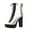 Black, variant on Vintage Clear High Heel Combat Boots for Women Christmas Party Open Peep Toe Transparent Platform Chunky Heels Mid Calf Ankle Booties