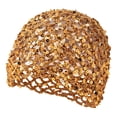 thumbnail image 2 of Ticikt Women Crochet Skull Cap, Handmade Hollow Fishnet Sequin Solid Cotton Hair Wrap Fashion Styling Beanie,Khaki, 2 of 4