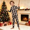 thumbnail image 6 of Wuceii Christmas Pajamas Family Matching Set - 2 piece Cute Black Santa Claus Print Long Sleeve Top & Pants Pajamas, Holiday Movie Night Loungewear Jumpsuit for Christmas Eve for 9 Years Pjs, 6 of 7