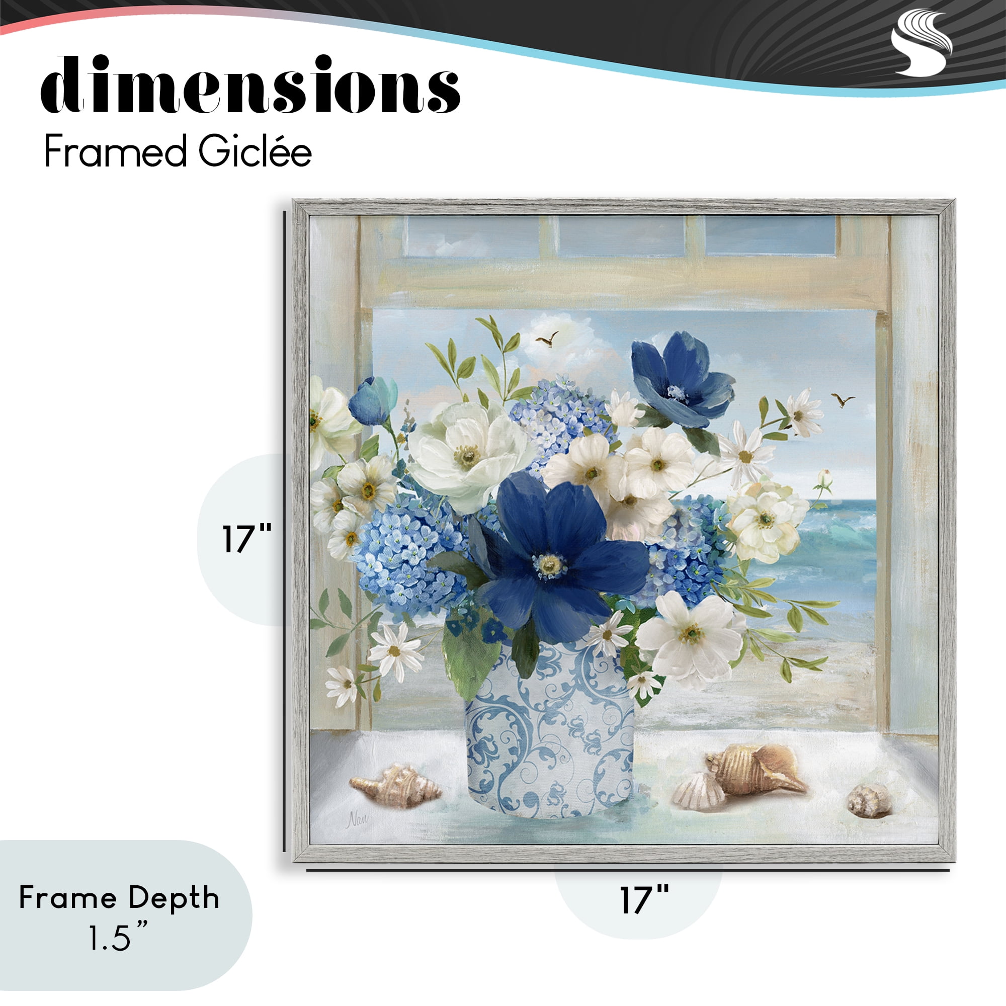 Stupell Industries Seaside Blue & White Arrangement Gray Framed Giclee Art, design by Nan