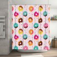 thumbnail image 4 of Honeii Donut Print Shower Curtain 72x72in,Bathroom Curtain,Waterproof Fabric Shower Curtain Set with Hooks, 4 of 4