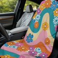 thumbnail image 3 of Bulopur Hippie Floral Front Car Seat Towel for Women Retro Breathable Sweat Carseat Protector with Storage Bag for Beach Vacation Soft Fit SUV Sedan Truck 1pcs, 3 of 7