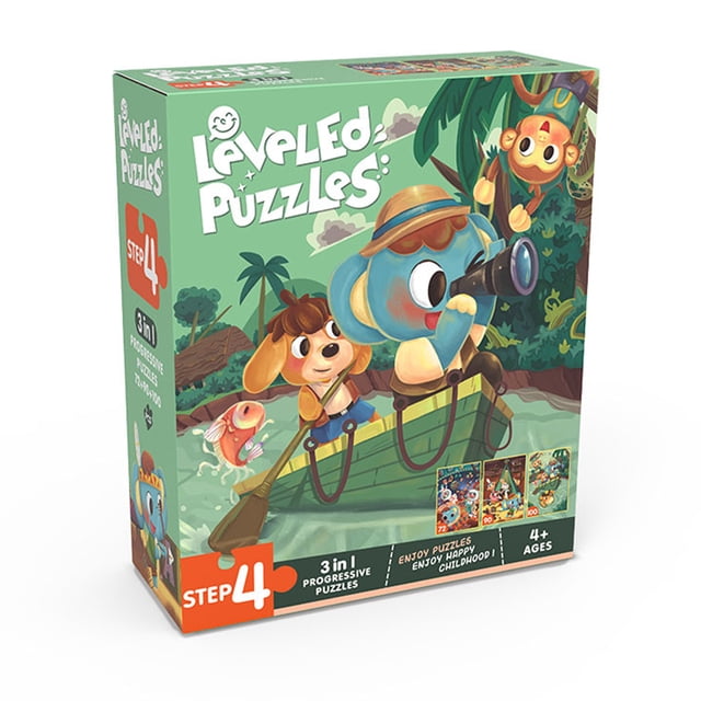Progressive Educational Cardboard Puzzles for Toddlers & Kids - 5 Levels of Enchanting Adventure Themed Cognitive Learning Toys for Early Childhood & Development - Includes 1 Box of Engaging