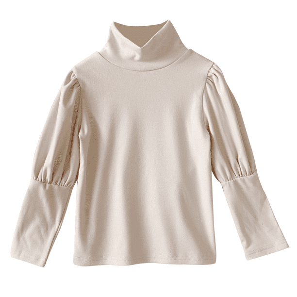 Ducklingup Ducklingup Girls Solid Color T Shirt Half High Neck Long Bubble Sleeves Tops Walmart Com Walmart Com