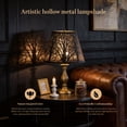 thumbnail image 5 of SWAIFDEE Etched Metal Small Lamp Shade, Forest Pattern Barrel Lampshade, Antique Bronze Exterior Gold Interior Replacement Cover, 6x10x7.5in Fits Table Lamps Wall Sconces, 5 of 11