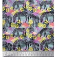 thumbnail image 1 of Soimoi Purple Silk Fabric Monstera Leaves,Flamingo & Wild Animal Print Fabric by The Yard 42 Inch Wide, 1 of 1