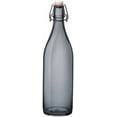 thumbnail image 1 of Botella de Vidrio Grueso, Tapa de Goma con Cierre Hermético Reutilizable, Colección Oxford, Envase de Vidrio, Ideal Bebidas Frías Agua, Jugo, Capacidad 1 Litro, Color Gris, 1 of 2