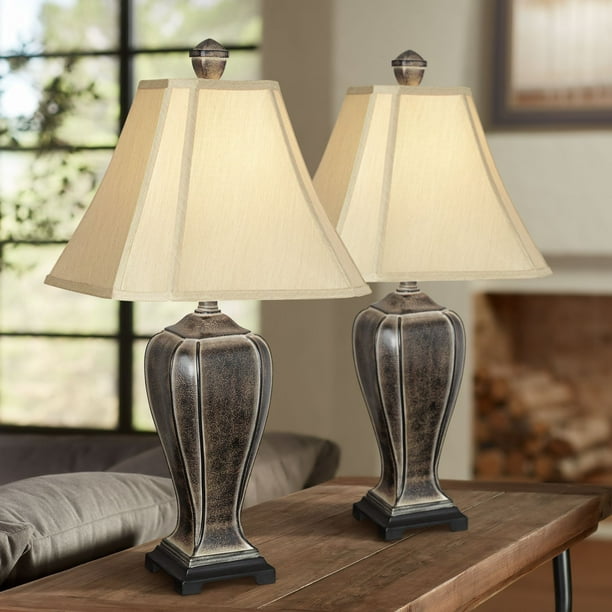 Regency Hill Traditional Table Lamps 28, Table Lamp With Black Square Shades