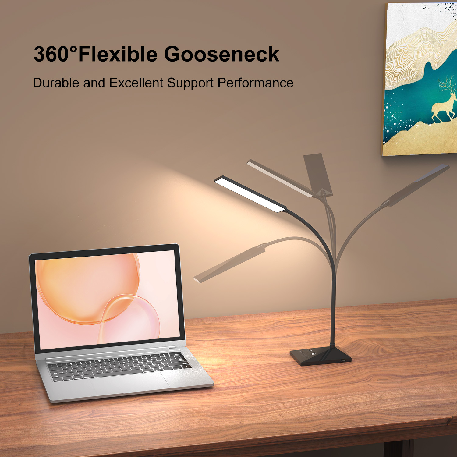 Kootion 12W LED Desk Lamp with USB Charging photo 2