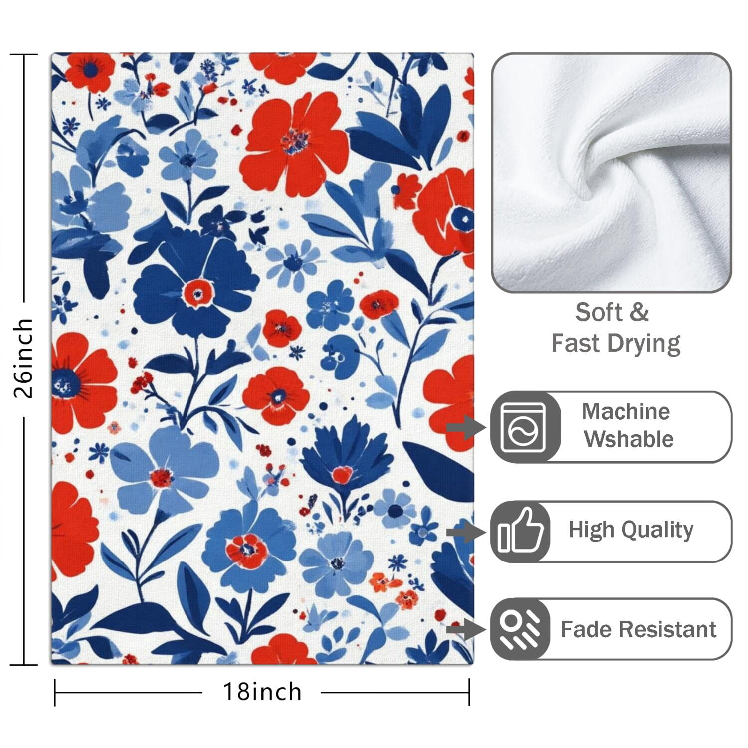 2 Pcs Funny Kitchen Towels,Pioneer Flower Microfiber Dish Towels,Kitchen Tea Towels,Kitchen Towel Set (18" X 26")