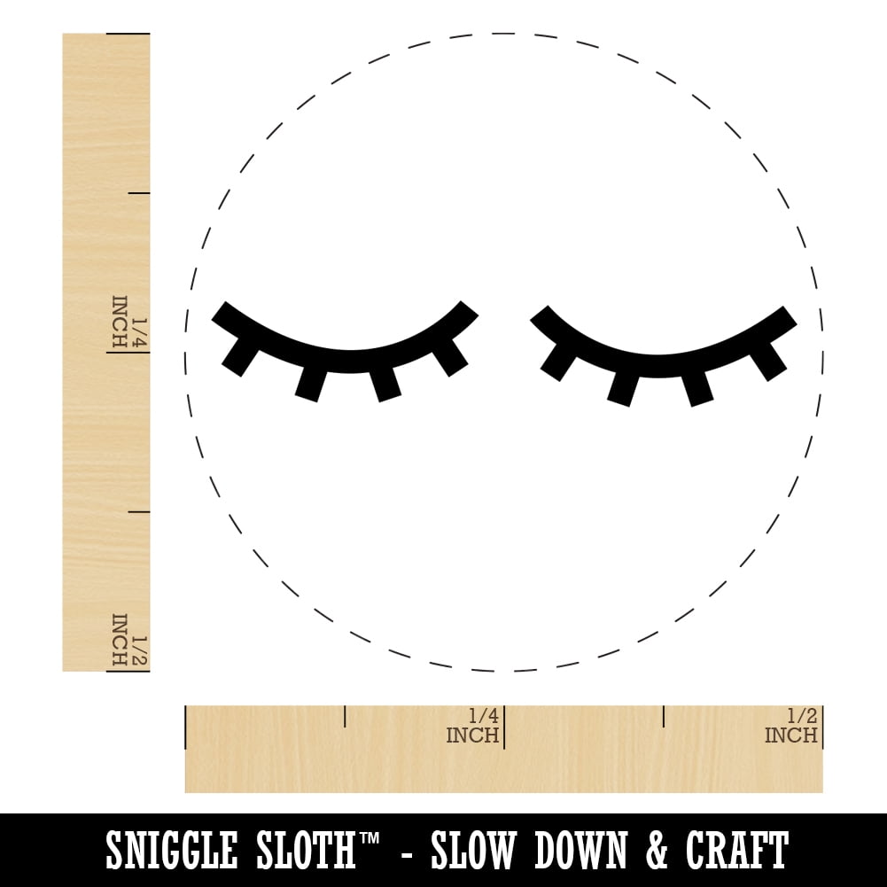 Closed Eyes Sleeping Eyelashes Pair Self-Inking Rubber Stamp Ink Stamper - Fuchsia Ink - Mini 1/2 Inch