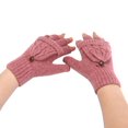 thumbnail image 2 of Winter Fashion Solid Color Knit Button Flip Cute Dual Use Warm Half Finger Gloves, 2 of 3