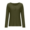 thumbnail image 6 of Ashirexll Winter Tops for Long Sleeve Shirts for Casual Solid Color V-Neck Button Down Knit T-Shirt Blouse, 6 of 7