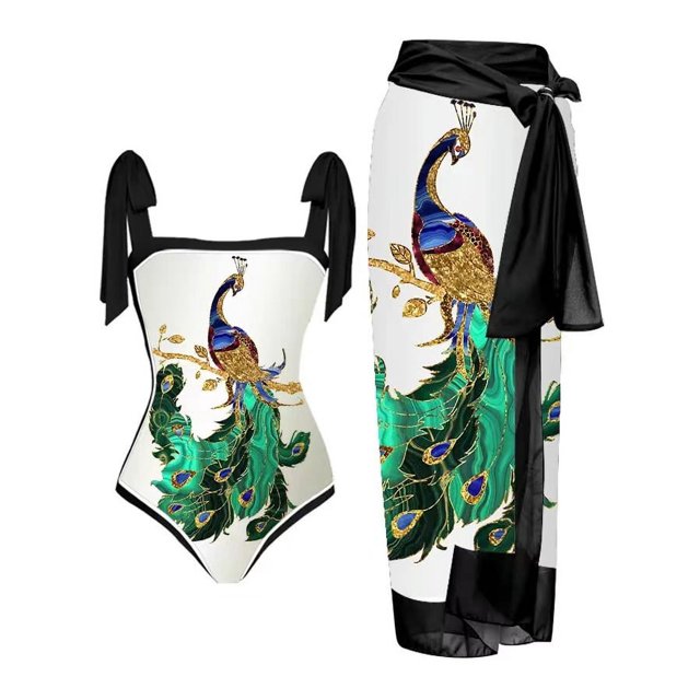 Beach Spa Swimsuit Three-Piece Set French Retro One-Piece Bikini