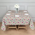 thumbnail image 3 of Lightgreen Daisy Flower Pink Blooms Pattern Square Tablecloth,Waterproof Square Table Cover,Wipeable Spillproof Washable Table Cover for Home Kitchen Party Decor 52"x52"(132x132cm), 3 of 6