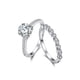 thumbnail image 1 of 1pair Classic 925 Sterling Silver White Cubic Zirconia Patterned Wedding Ring Set For Women, Engagement, Anniversary & Bridal Gift, 1 of 5