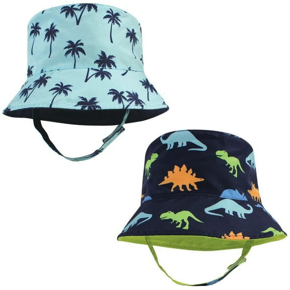 Hudson Baby Infant Boy Sun Protection Hat, Dinosaur Palm Tree, 0-12 Months