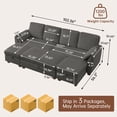 thumbnail image 5 of Pingliang Home Corduroy Sectional Sofa with 3 Ottomans, Modern Modular Sofa Couch with Storage Coffee Table Ottoman,4 Seat U-Shaped Couch Sofa for Living Room, Apartment, APT,Office,Studio,Dark Gray, 5 of 9