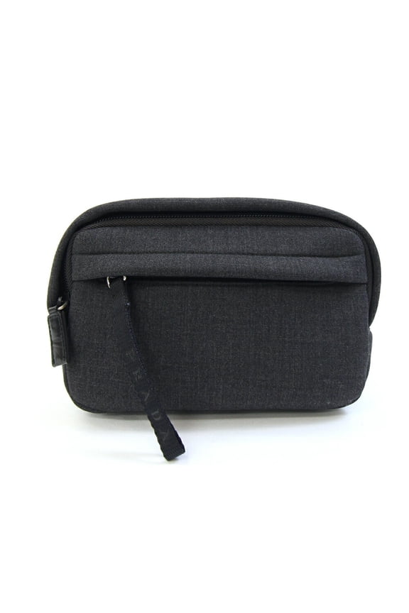 Pre-Owned Prada Handbag Pouch MV566 Gray Canvas Makeup Men's Women's PRADA