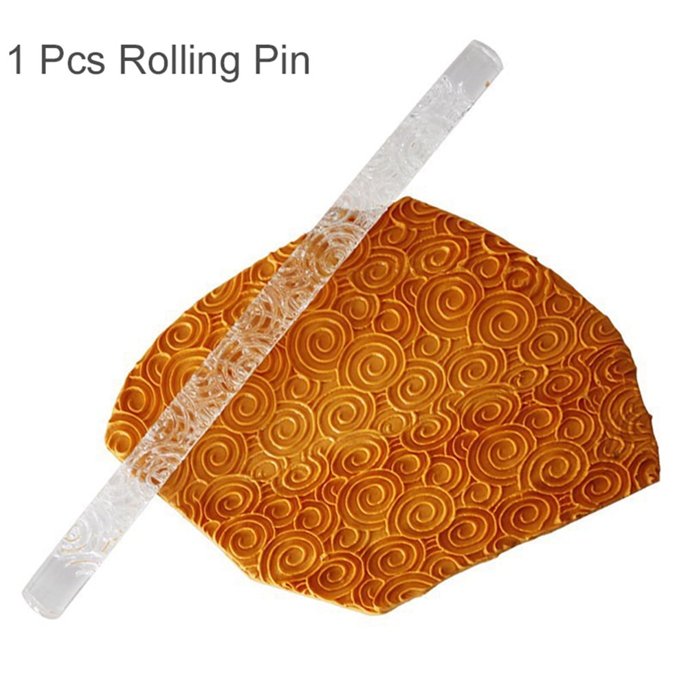 16X1CM Fondant Transparent Acrylic Carved Rolling Pin NonStick Acrylic