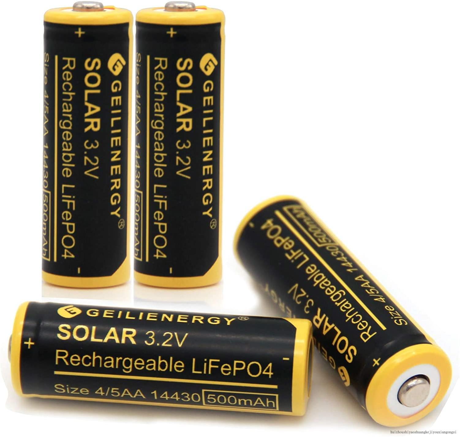 4 Pack 4/5 AA (NOT AA Size) 14430 3.2V 500Mah Lifepo4 Lithium Rechargeable Solar Battery Pack