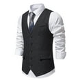 thumbnail image 4 of TMOYZQ Men's Herringbone Tweed Wool Formal Suit Vest Business Casual Retro Slim Waistcoat Vest Tuxedo Vests Wedding Prom Party Dress Vest with Pockets, 4 of 9